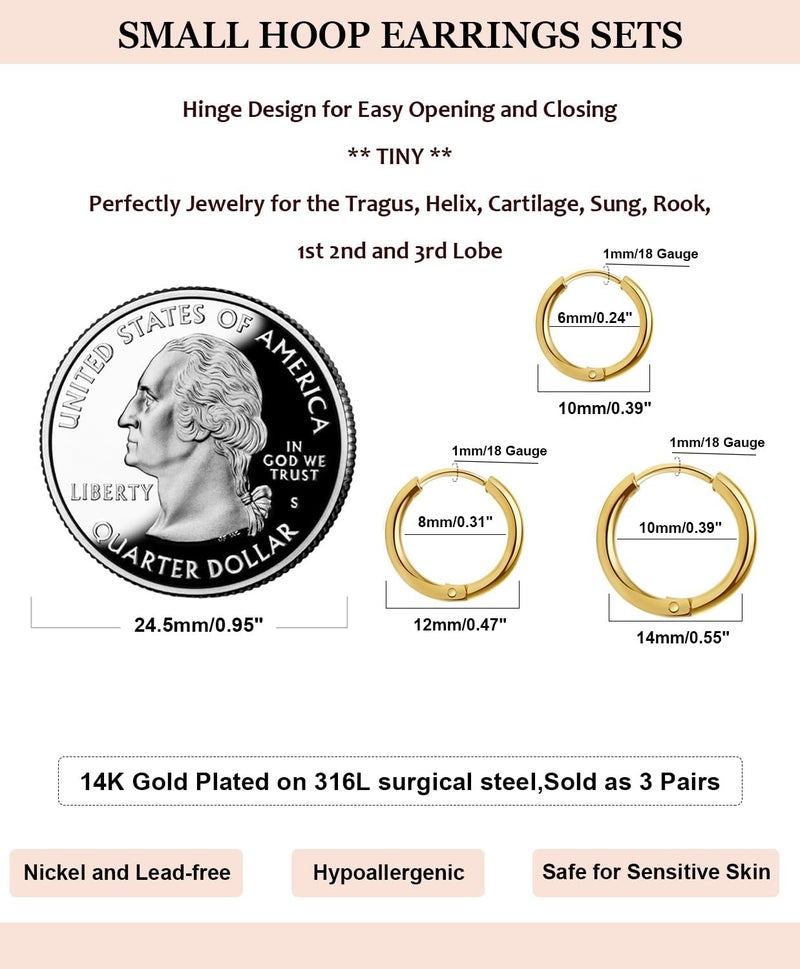 AMASIS Hypoallergenic Surgical Steel Earrings Sets for Sensitive Ears Lightweight Small Huggie Hoop Earrings 20G Stainless Steel Opal Ball Pearl CZ Flat Back Earrings for Women Men Trendy Cartilage Earrings Hoop Stud - Image 2